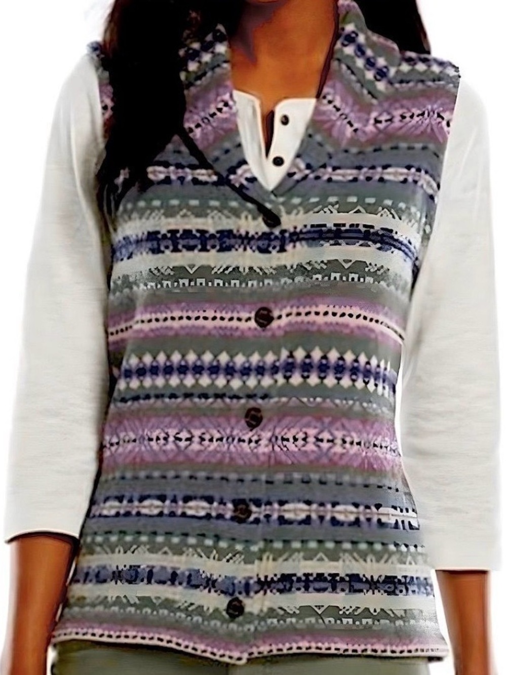 Chaps Fair Isle Collared Sweater Vest XS Petite